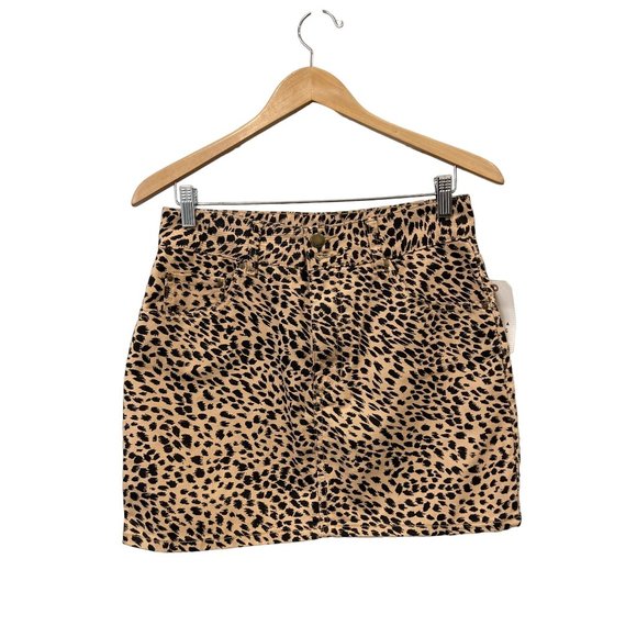 Billabong According Animal Print Mini Skirt Womens 30 Tan Black Cotton NEW - Picture 3 of 10